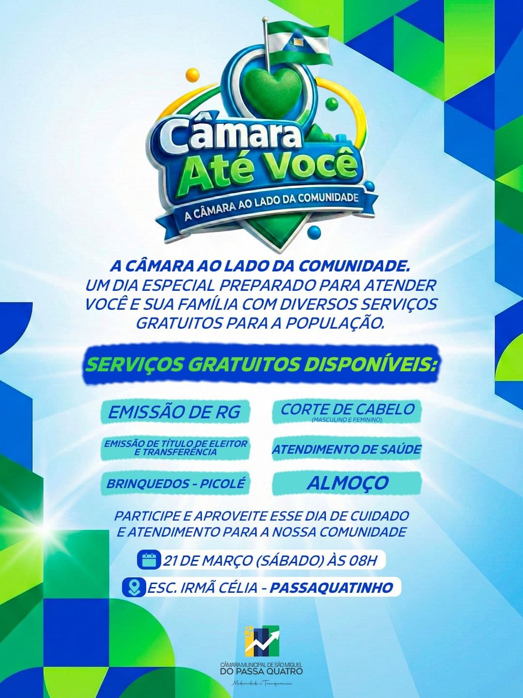 “Câmara Até Você” com serviços gratuitos para a comunidade